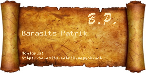 Barasits Patrik névjegykártya